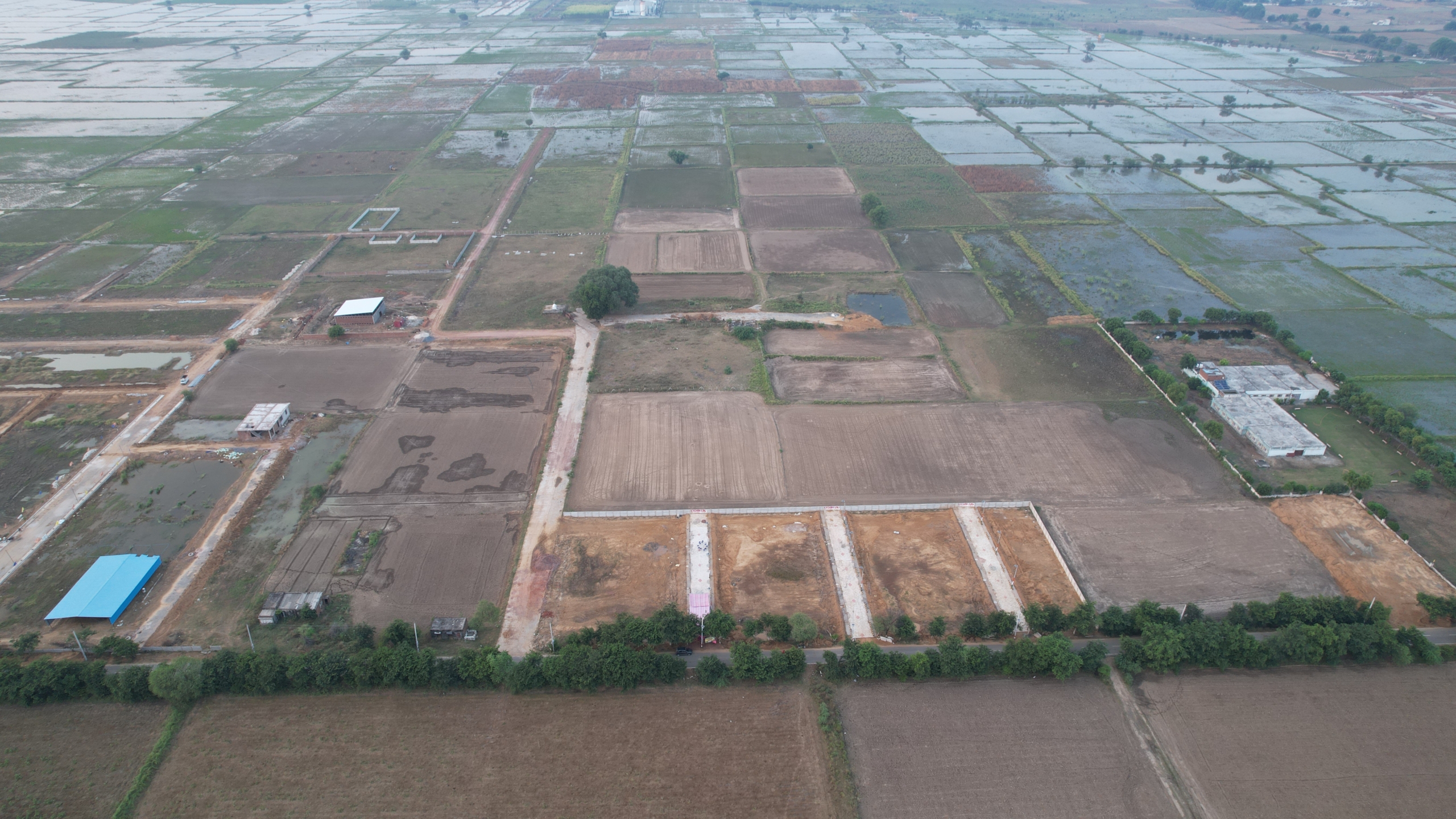 Drone view of DTCP approved residential plots layout near Nangla Dari-Toye Road Jhajjar